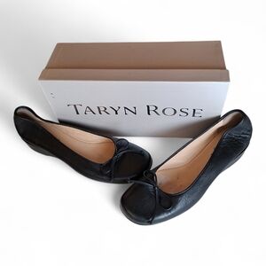 Taryn Rose Bijou Ballet Flats Black Nappa Leather Sz 7 (37.5)